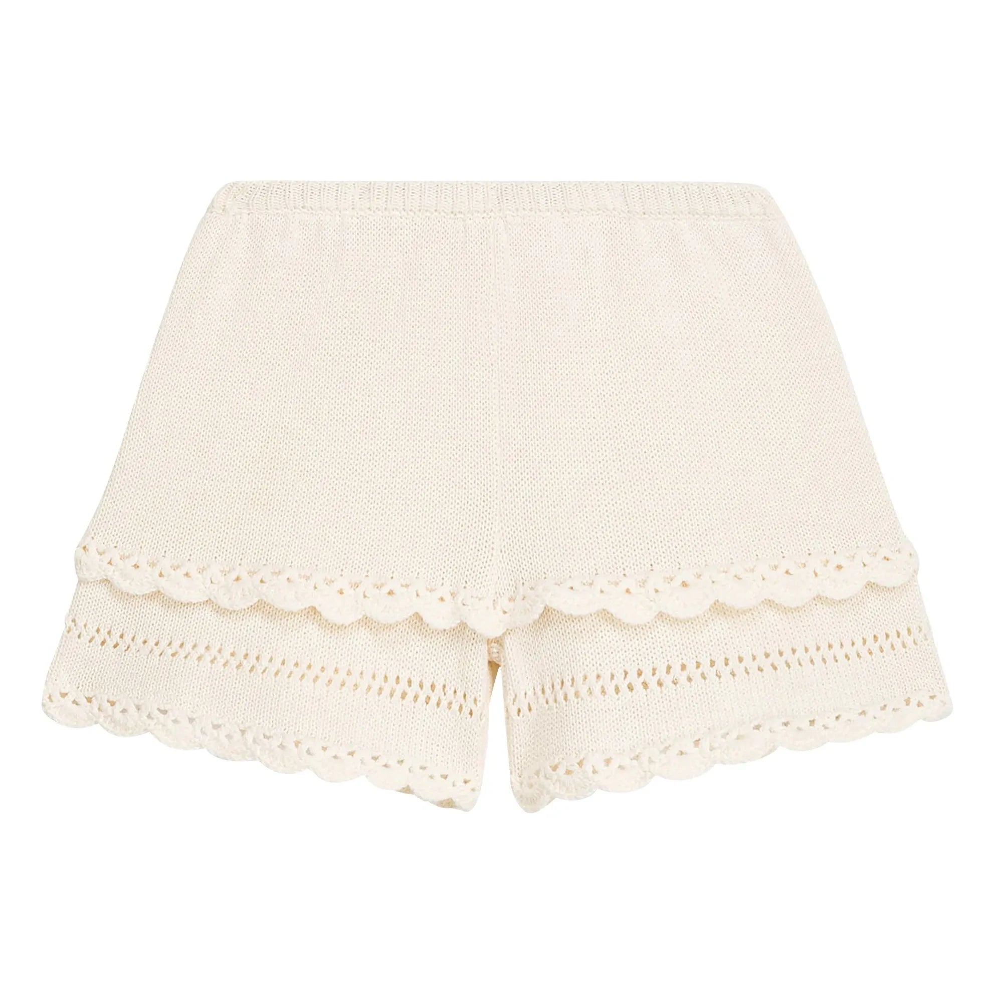 Louise Misha - Mekylane Checked Perforated Shorts | Cream
