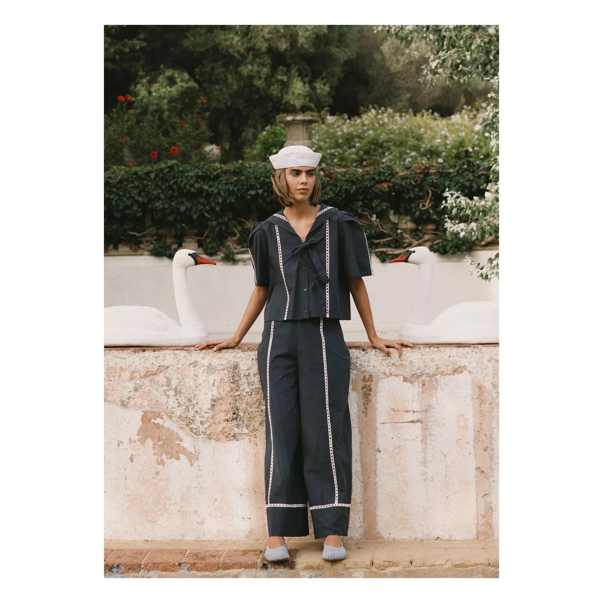 The Tiny Big Sister - Sailor Cotton Blouse | Navy Blue