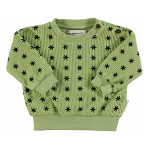 Piupiuchick - Ribbed Star Sweatshirt Organic Cotton | Green
