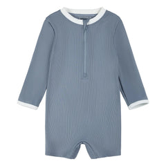 Petit Lem - Textured Recycled Fiber UV Protection Jumpsuit Shorts | Blue