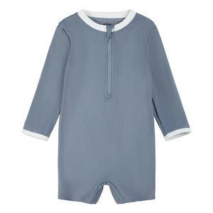 Petit Lem - Textured Recycled Fiber UV Protection Jumpsuit Shorts | Blue