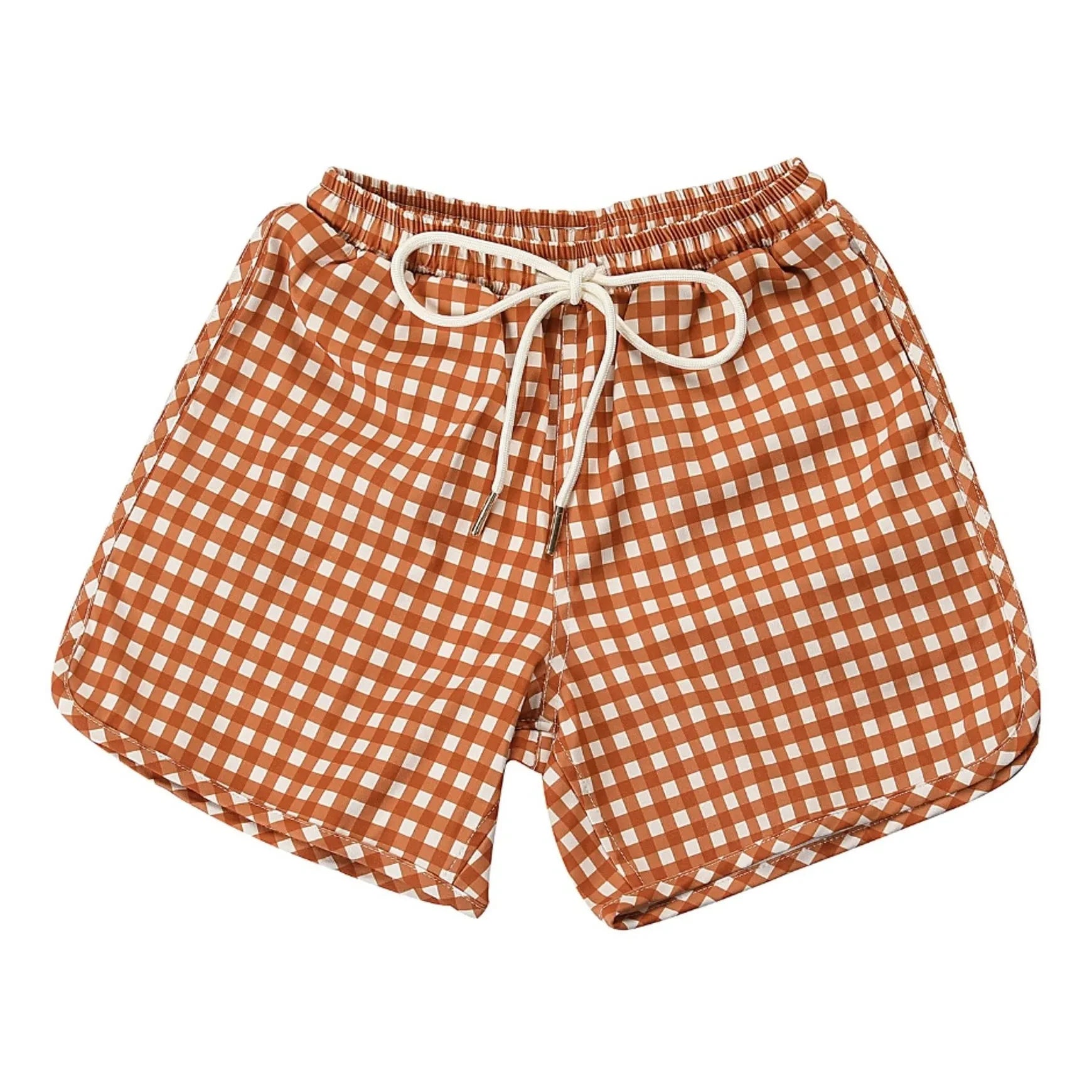 Grech & Co - Vichy Recycled Fiber Bath Shorts | Mustard