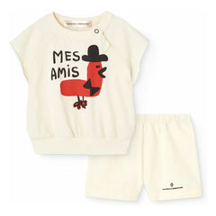 The Animals Observatory - Mes Amis Organic Cotton Alpaca Top and Shorts Set | White