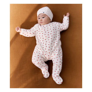 Petit Bateau - Organic Cotton Velvet Heart Pajamas | White