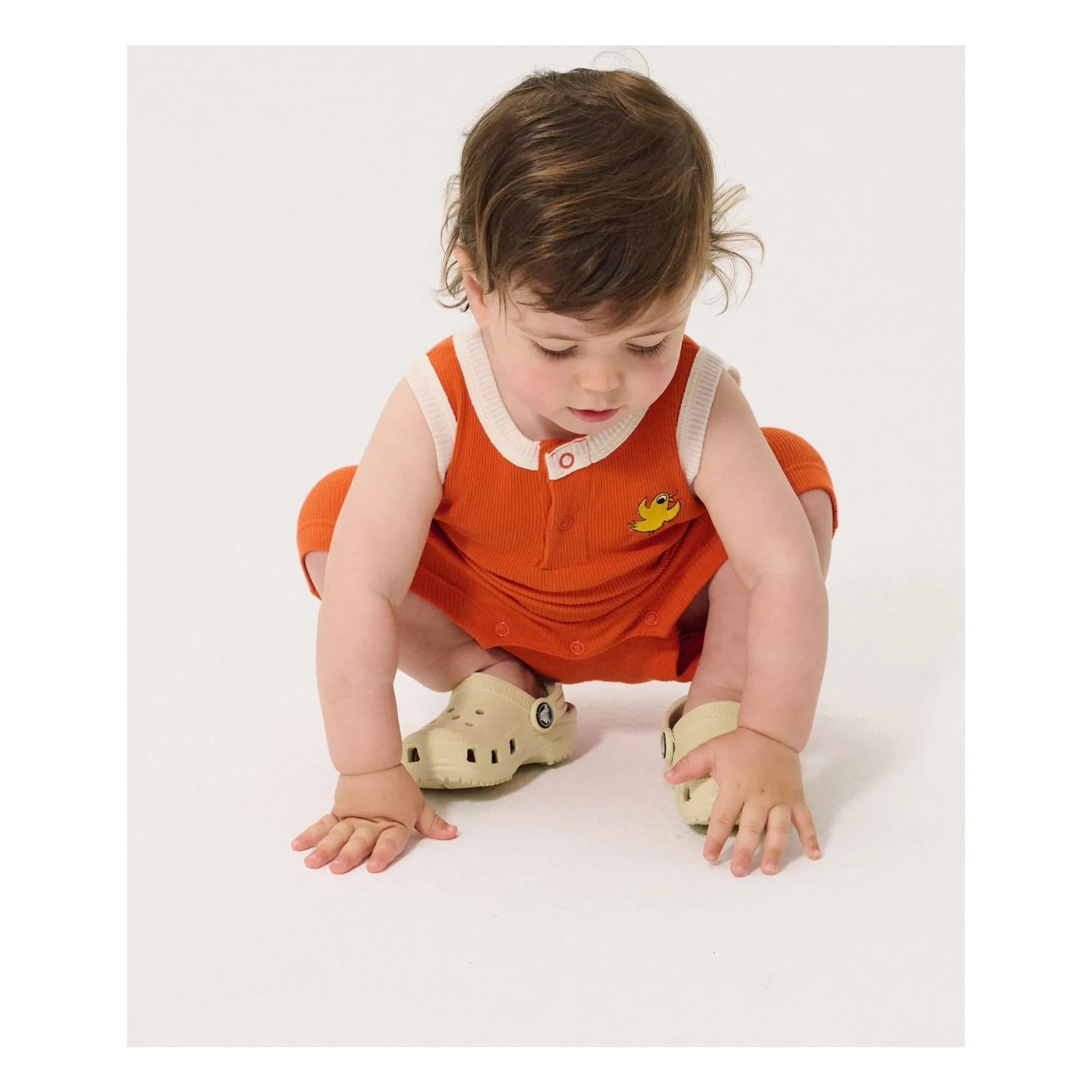 Bobo Choses - Organic Cotton Bird Ribbed Overall | Orange