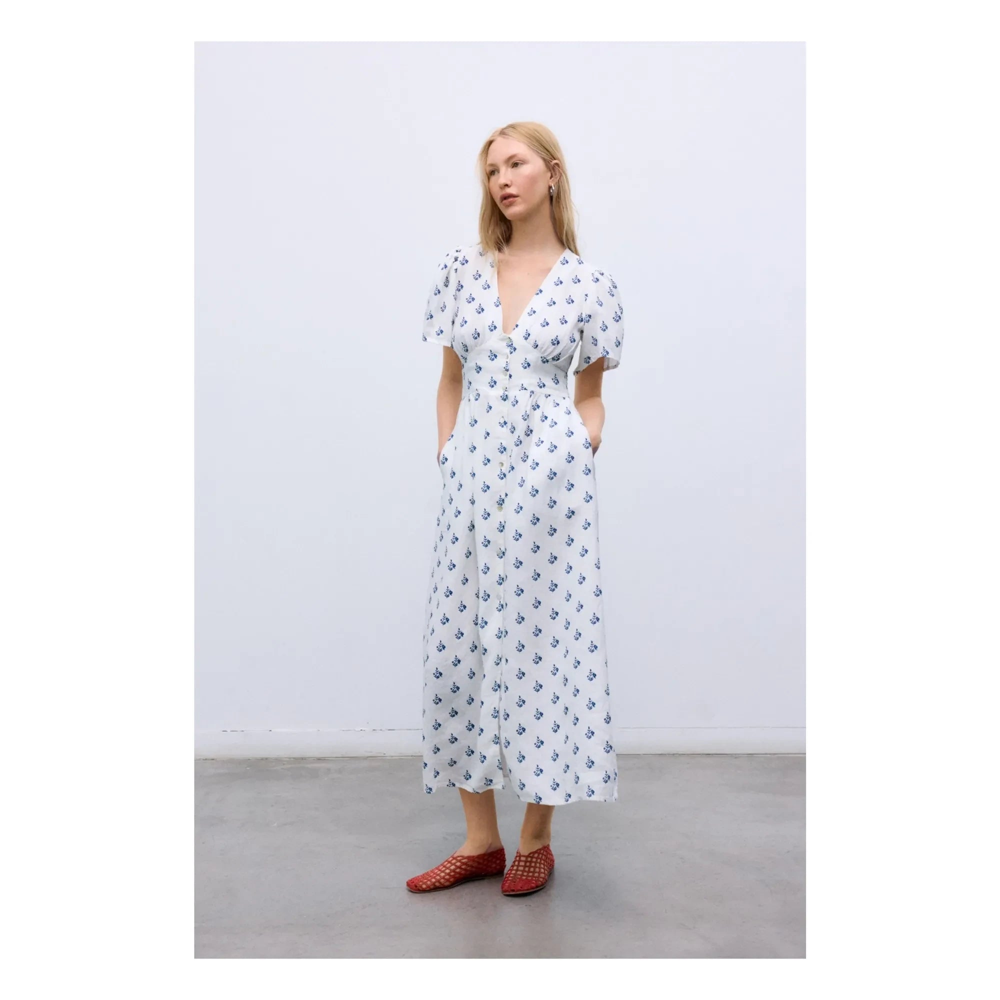 the new society - Melissa Linen Dress | White