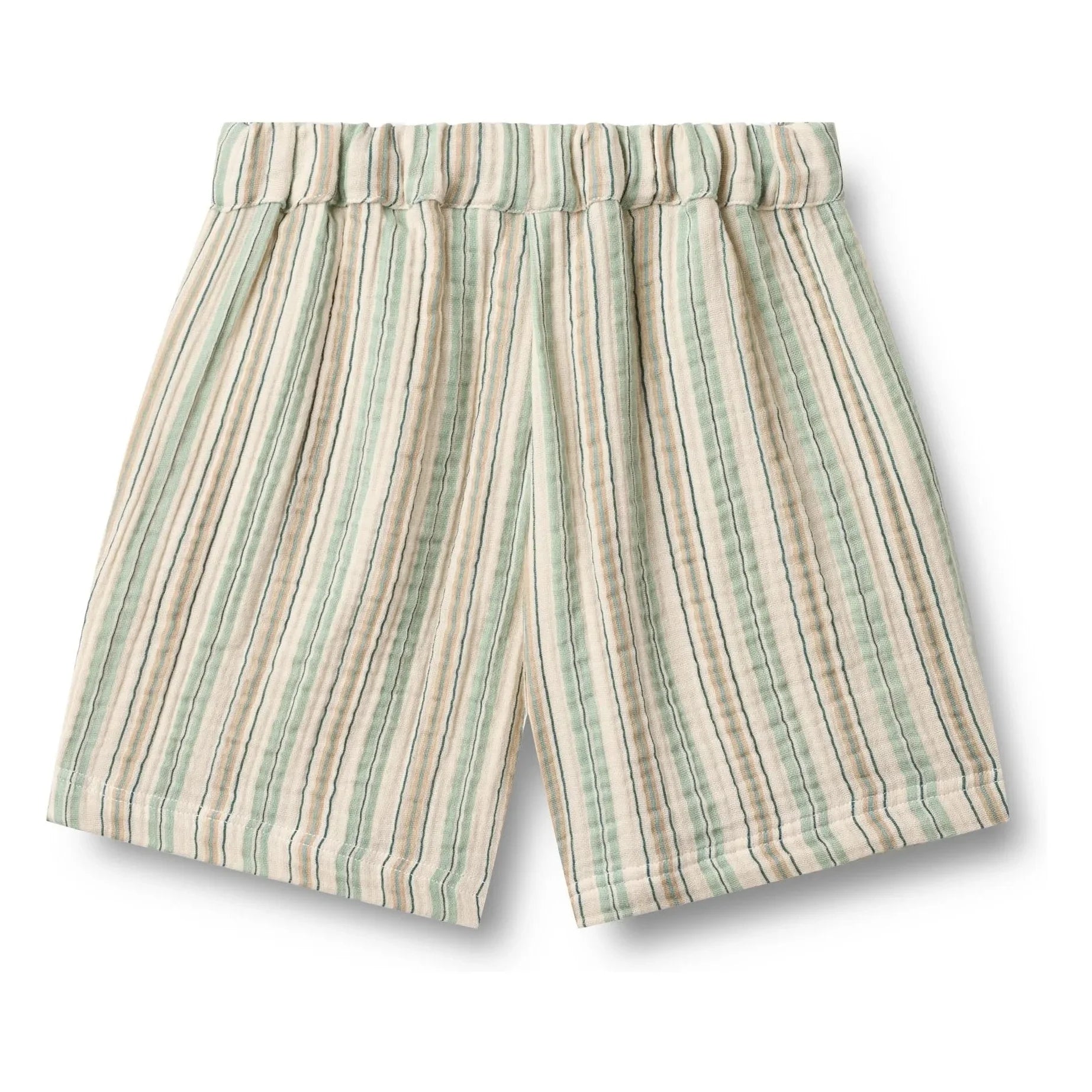 Wheat - Cuba Striped Organic Cotton Shorts | Light Green