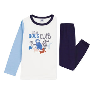 Petit Bateau - Fan Dogs Club Organic Cotton Pajamas | Blue
