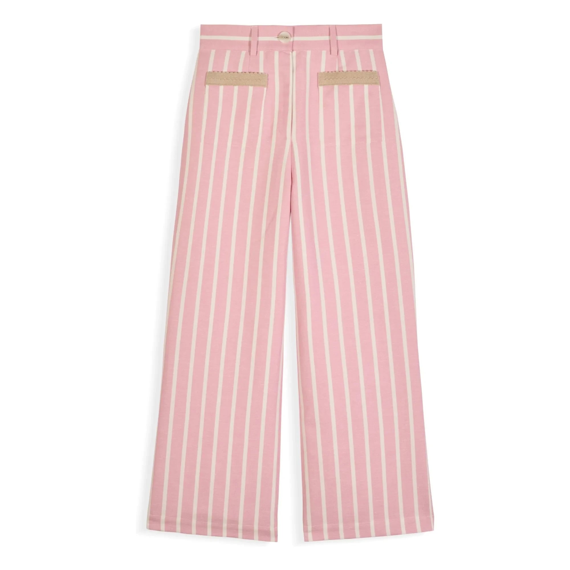 Maria de la Orden - Niza Cotton Striped Trousers | Pink