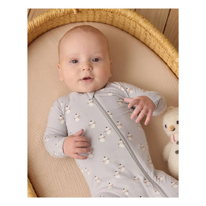 Quincy Mae - Snowman Patterned Footed Romper | Gray