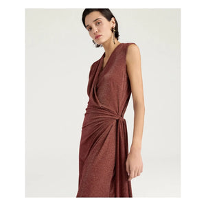 Momoni - Roca Irrisé Elbise | Kırmızı
