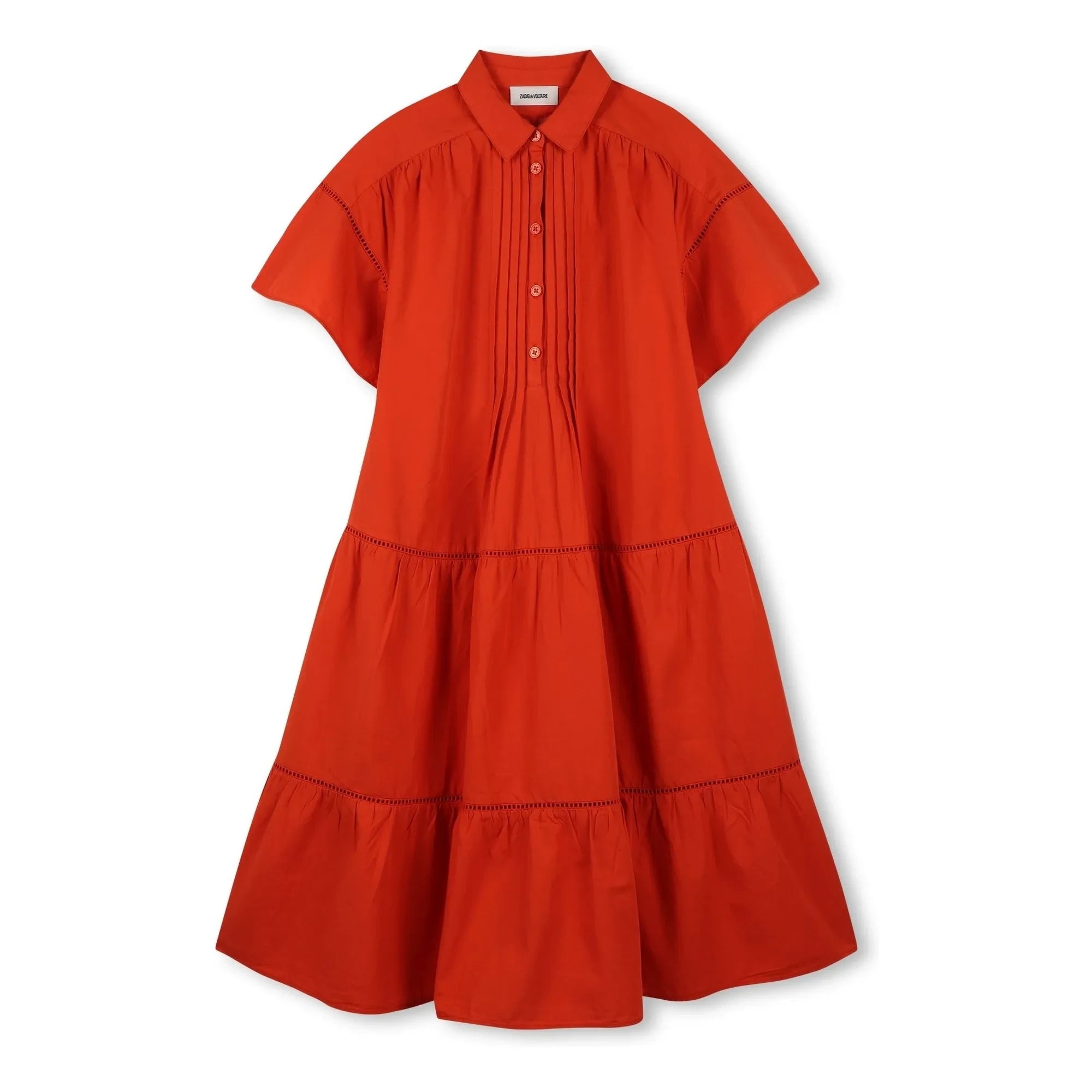 Zadig & Voltaire - Button-Down Ruffle Dress | Blood orange