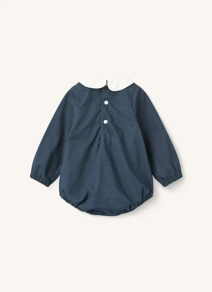 Copenhagen Colors - Ruched and Embroidered Organic Cotton Jumpsuit | Navy