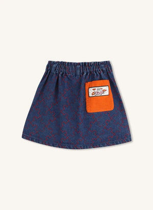 Kenzo - Lastikli Denim Etek | Mavi