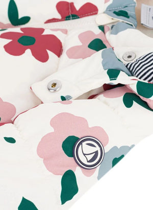 Petit Bateau - Bebek Çiçek Desenli Şişme Mont | Ecru