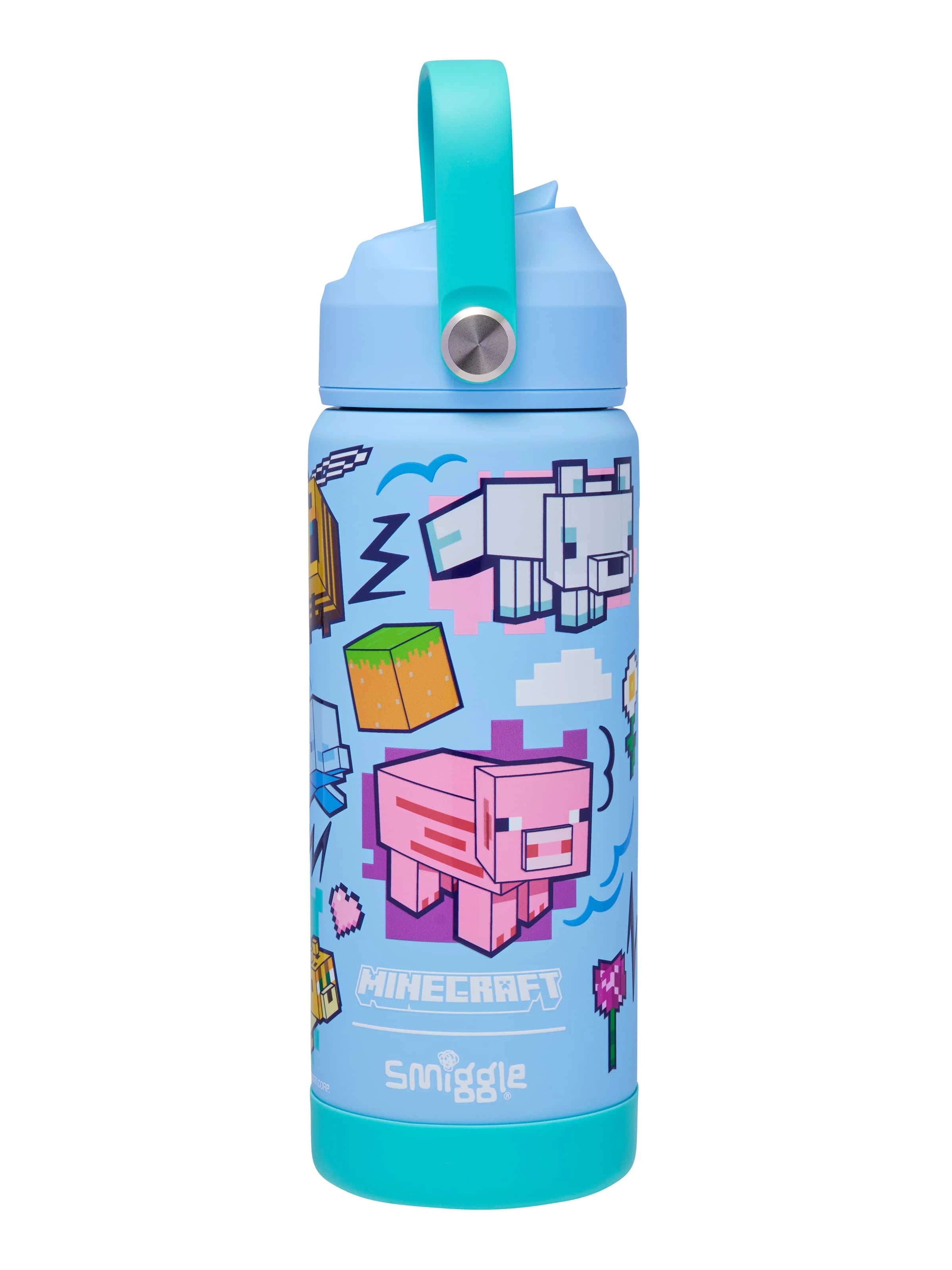 Smiggle - Minecraft Paslanmaz Çelik Gizli Pipetli 550ML Matara
