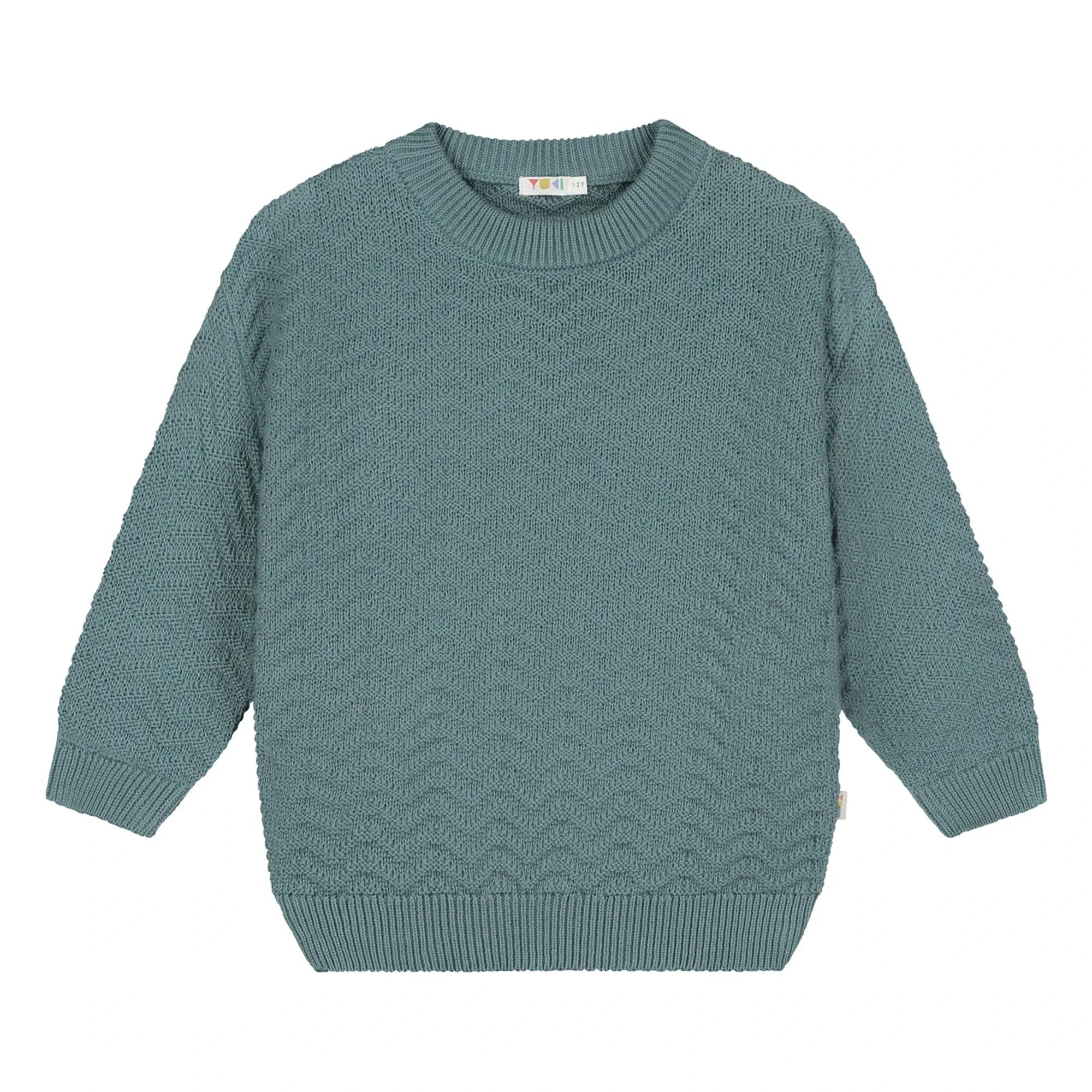 Yuki - Organic Cotton Wavy Sweater | Gray Blue