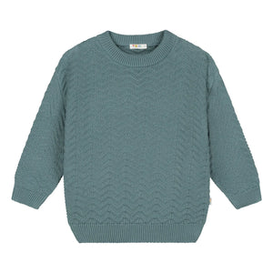 Yuki - Organic Cotton Wavy Sweater | Gray Blue