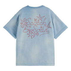 Scotch & Soda - Artwork Washed Organic Cotton T-Shirt | Light blue