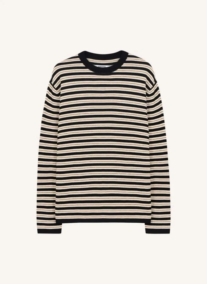 Cordera - Striped Organic Cotton T-Shirt | Black