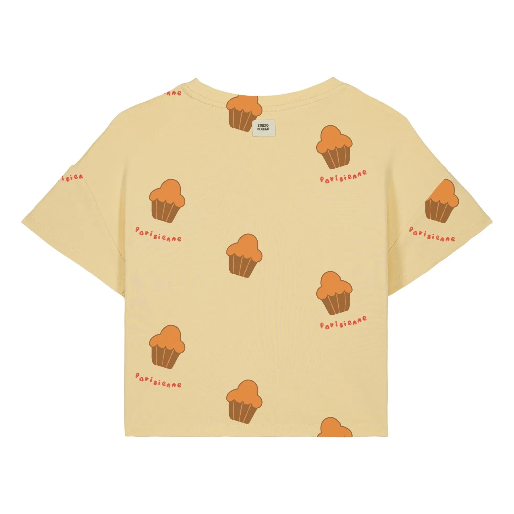 Studio Bohème - Crop Flow Brioches Organic Cotton T-Shirt | Pale yellow