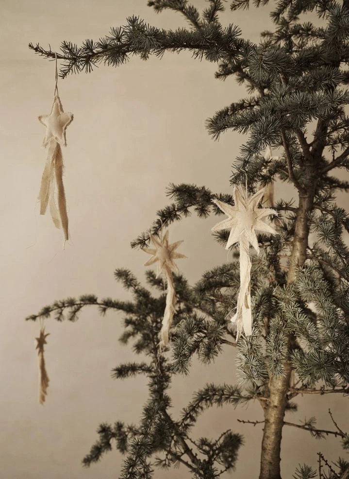 Ferm Living - Vela Star cotton tree ornaments - Set of 4 | White