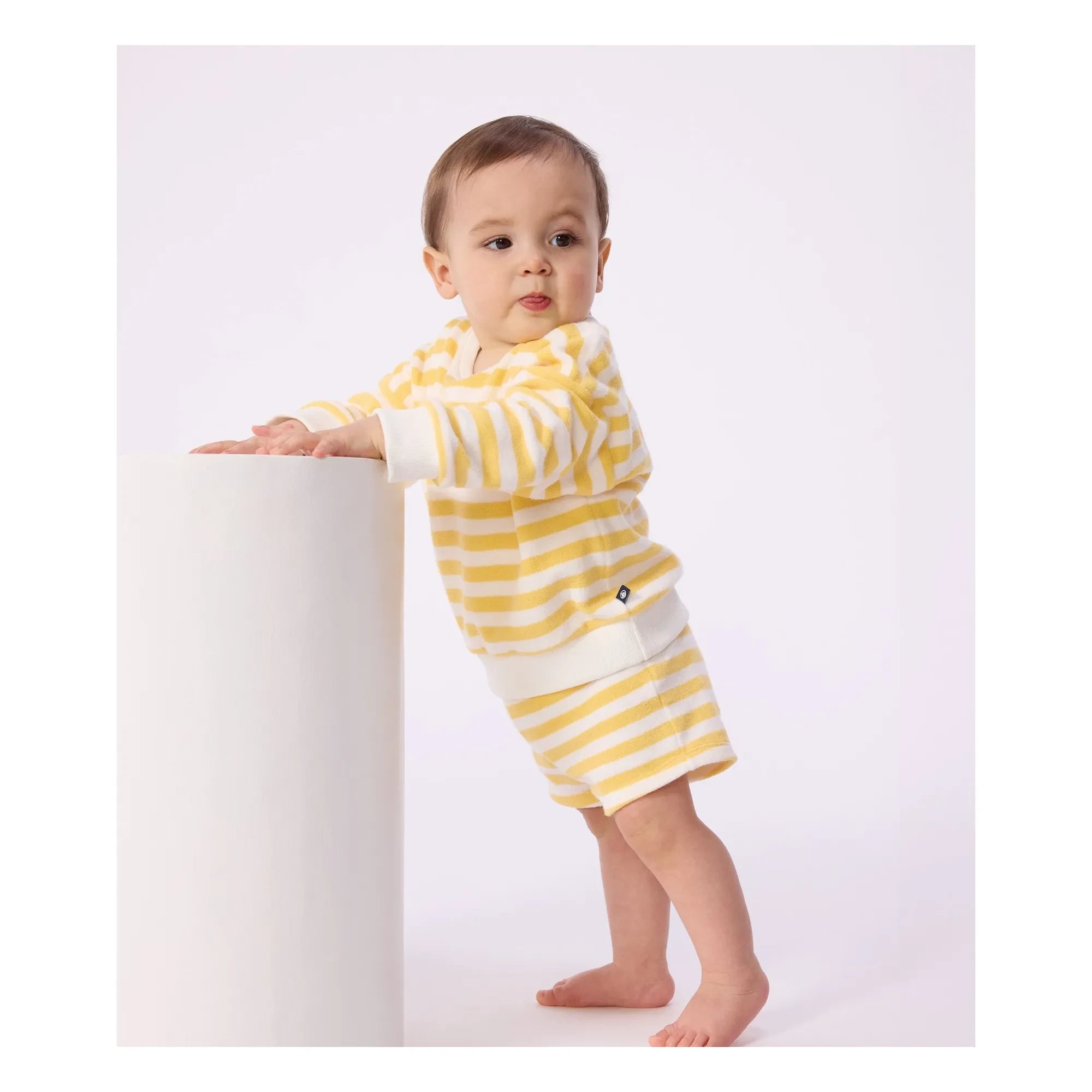 Petit Bateau - Striped Terry Shorts | Yellow