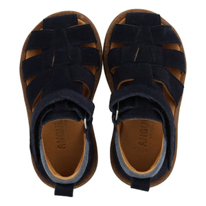 Angulus - Suede Striped Pink Sandals | Navy Blue
