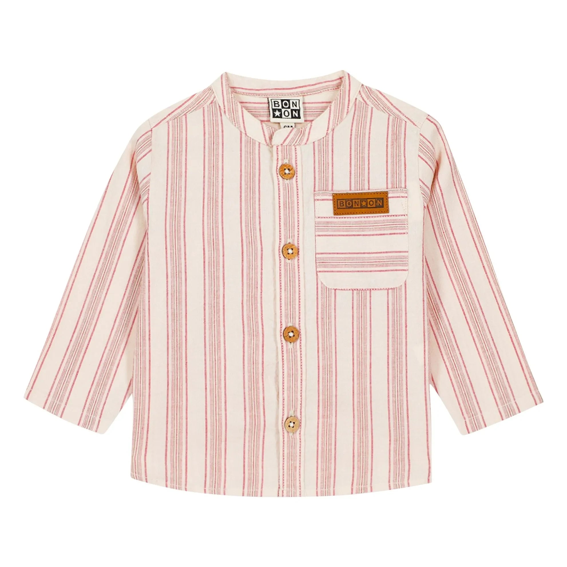 Bonton - Never Striped Baby Shirt | Cream