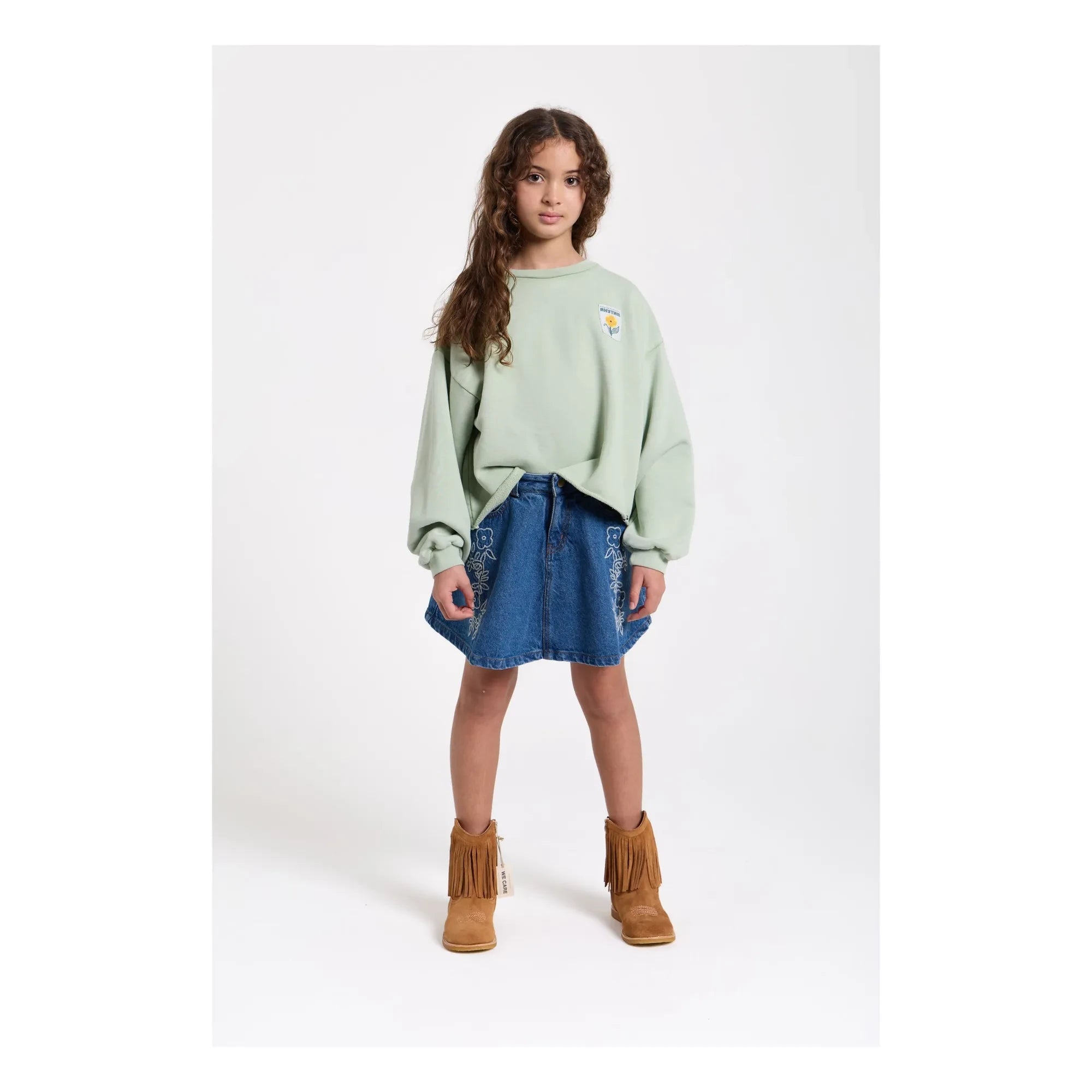 Hundred Pieces - Janis Embroidered Denim Skirt | Denim Blue