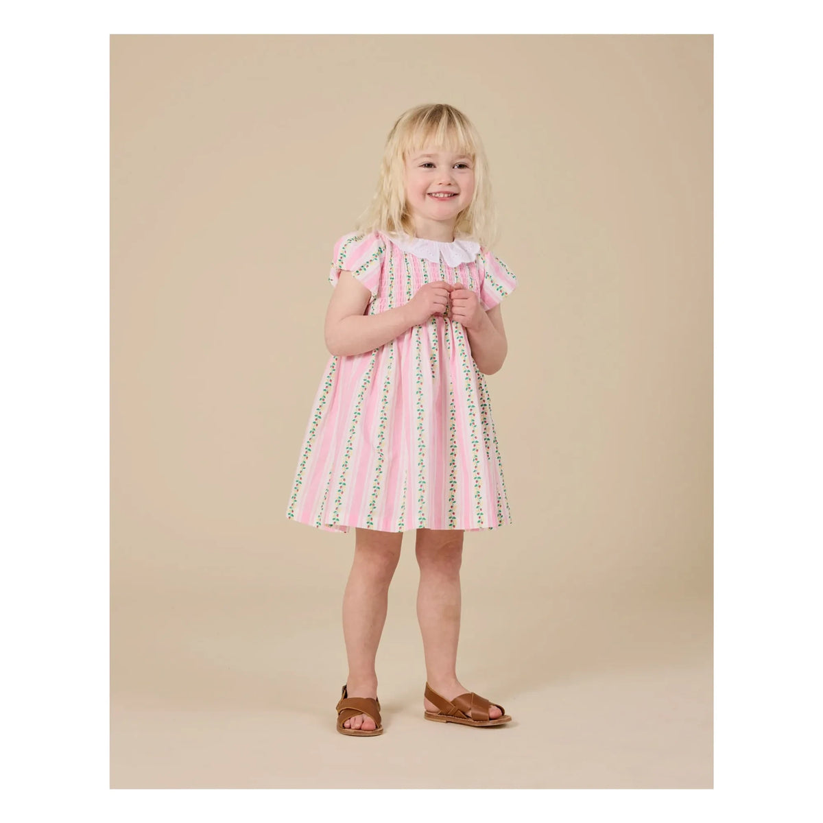 Goldie + Ace - Striped Gathered Dress | Pink