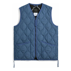 Taion - Unisex V-Neck Sleeveless Military Jacket | Indigo Blue