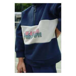 Konges Sløjd - Lou Organic Cotton Fleece Zip-Up Sweatshirt | Dark Blue
