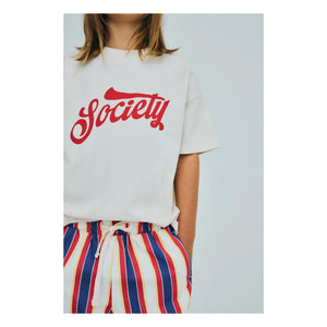 The New Society - Striped Gorse Cord Trousers | Red