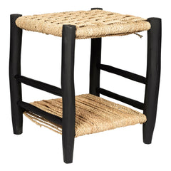 Cosydar - Palm Leaf and Painted Wood Nightstand | Black