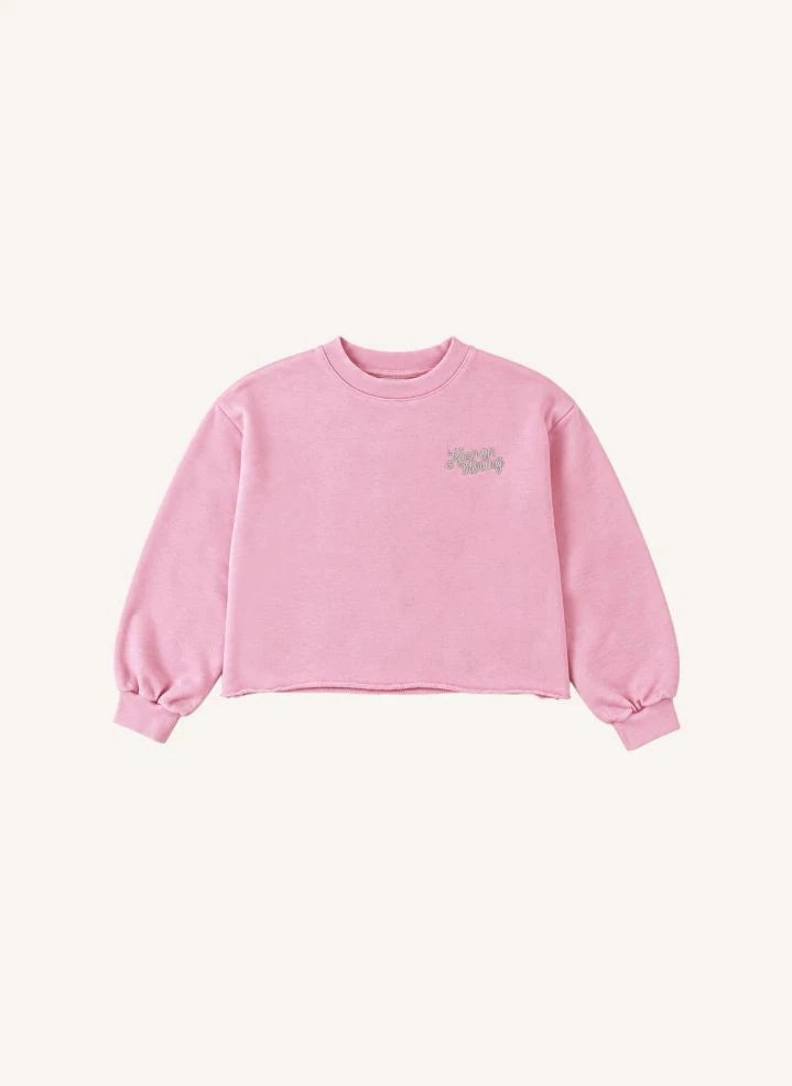 Smallable Kid - Plum "Keep On Moving" Organic Cotton Sweatshirt | Light Pink
