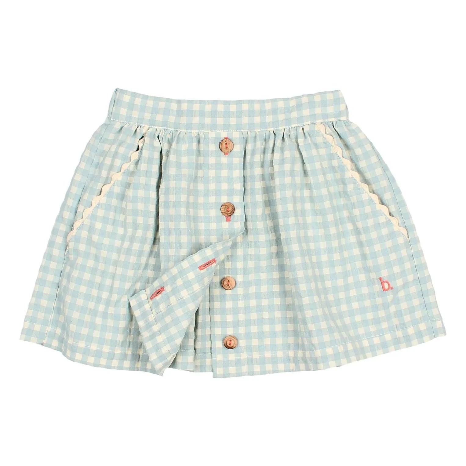 Búho - Checkered Seersucker Skirt | Aqua