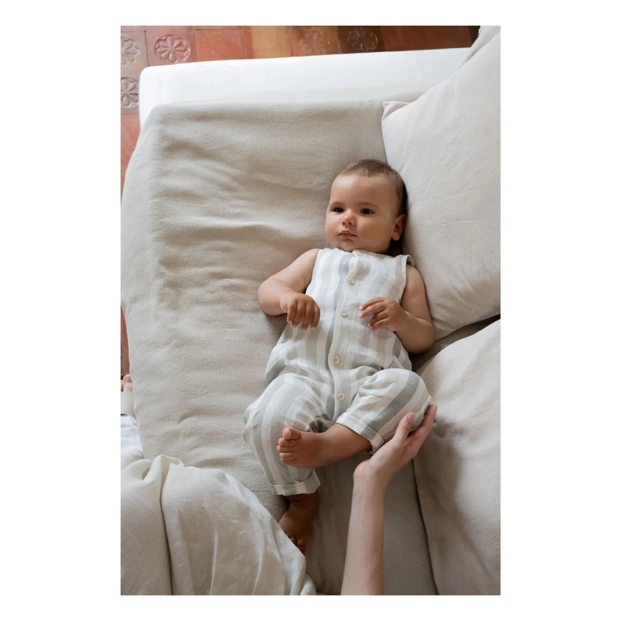 1+ in the Family - Mori Striped Linen Overalls | Ecru