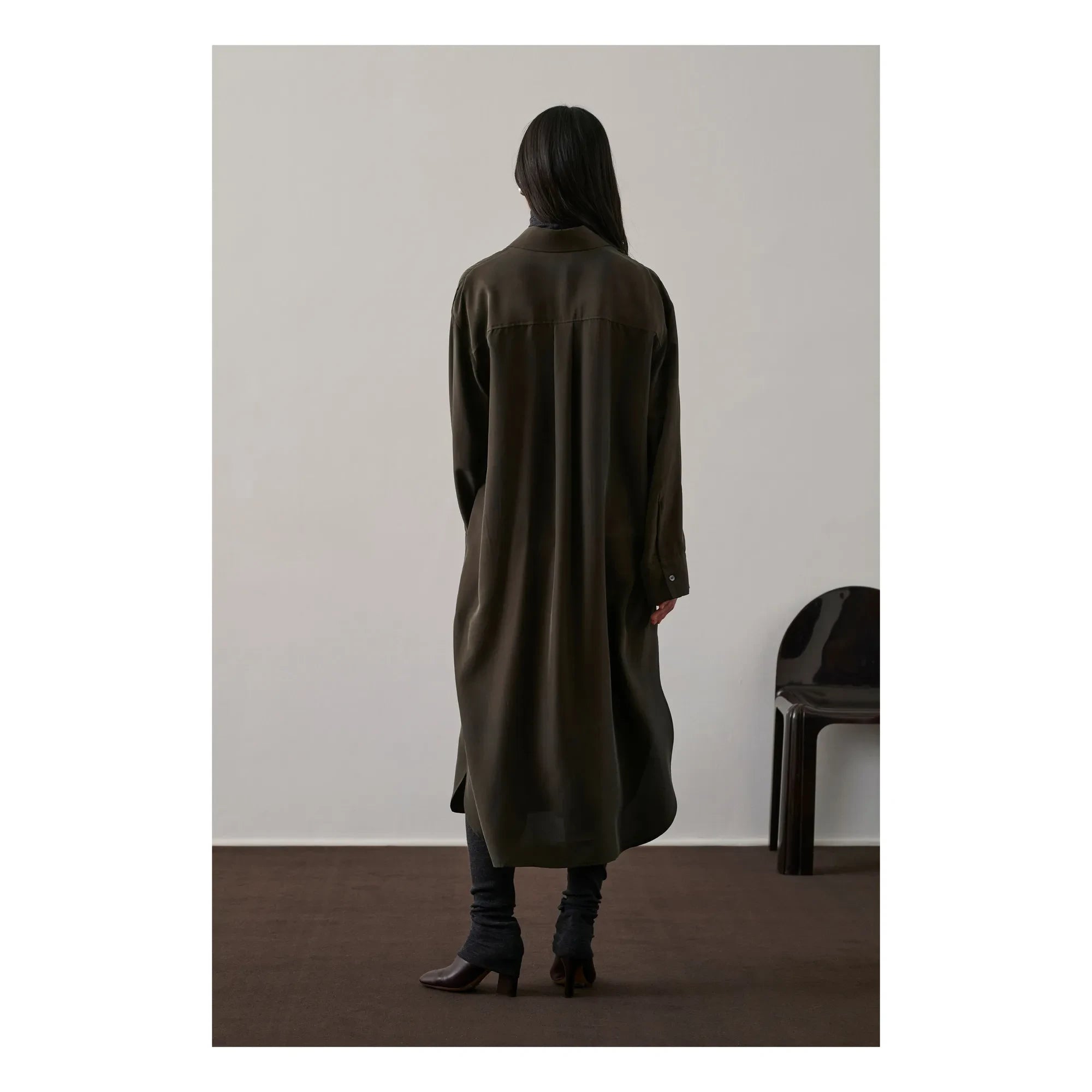 Sister - Flora silk dress | Dark khaki