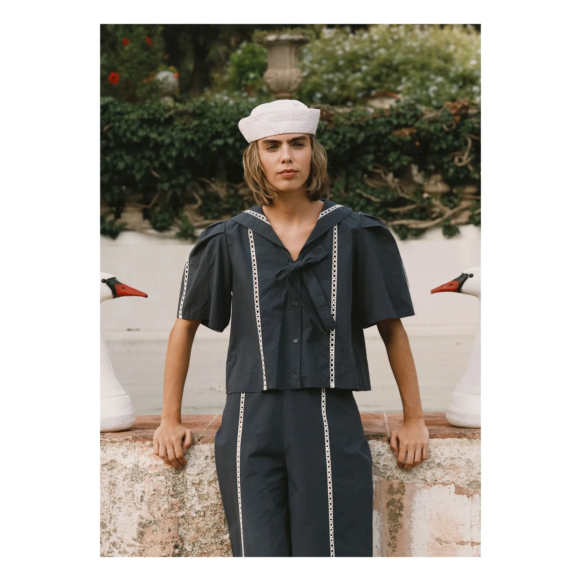 The Tiny Big Sister - Sailor Cotton Blouse | Navy Blue