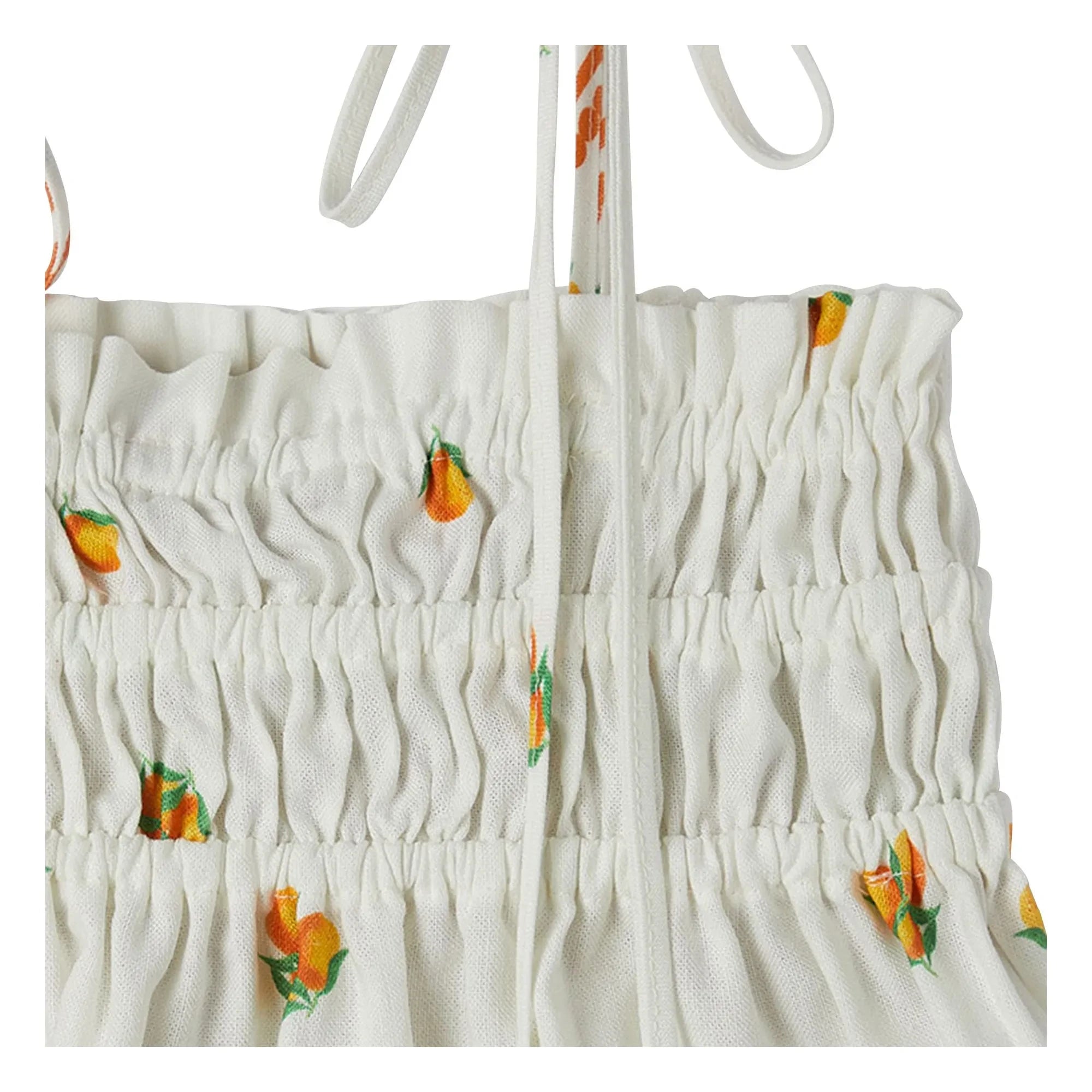 Fabula - Orange Gathered Top | White