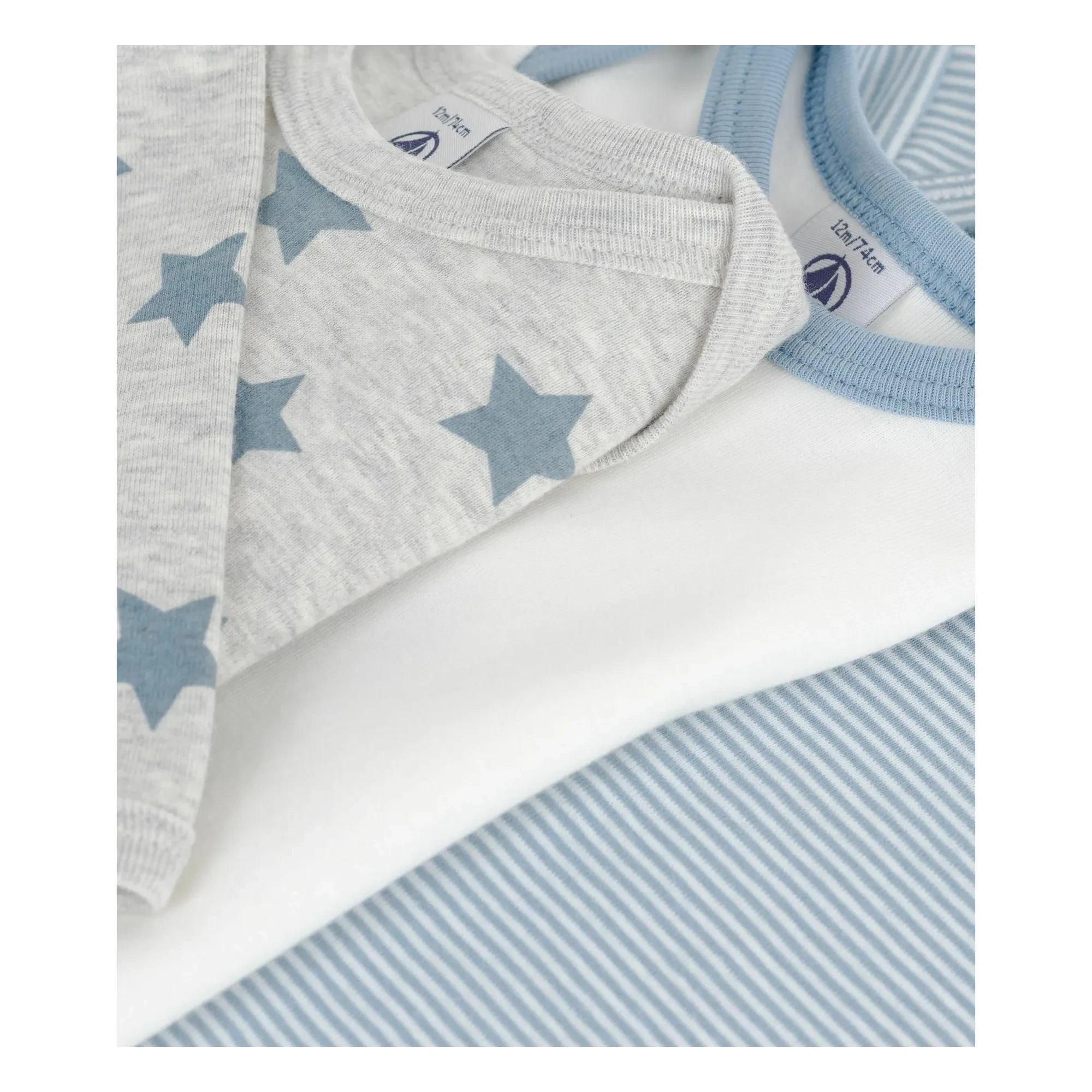 Petit Bateau - 3-Pack Striped Bodysuit Set | Blue