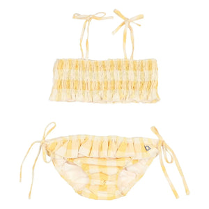 Búho - Vichy Seersucker Organic Cotton Swimsuit | Yellow