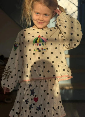SISSEL EDELBO - Diana Pois Organic Cotton Blouse - Kids Collection | Cream