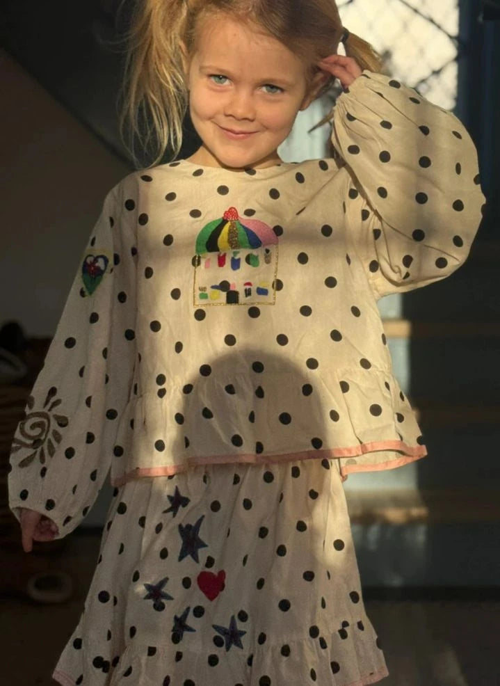 SISSEL EDELBO - Diana Pois Organic Cotton Blouse - Kids Collection | Cream