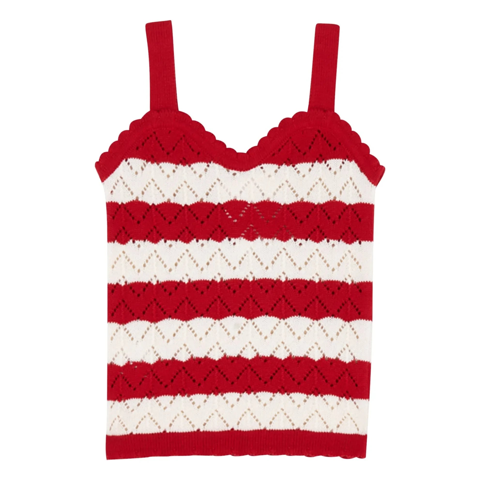 birinit - Chili Striped Top Pointelle | Red