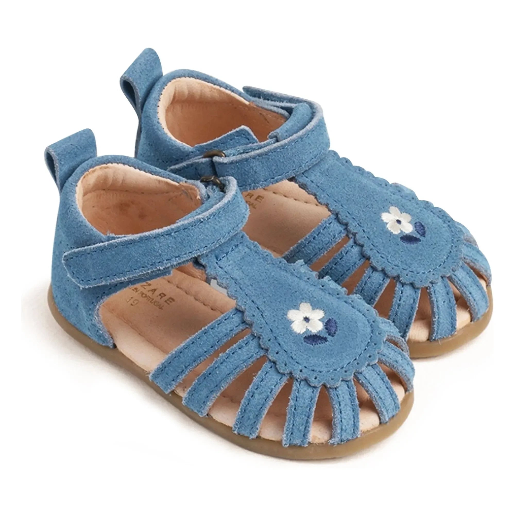 Lazare - Colette Fleur Suede Embroidered Sandals | Navy Blue