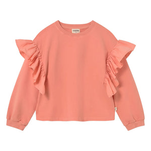 Cozmo - Eira organik pamuklu fırfırlı sweatshirt | Coral