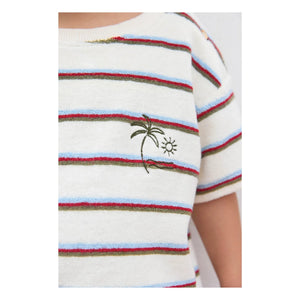 Bonton - Livo Viva Striped Terry T-Shirt | White