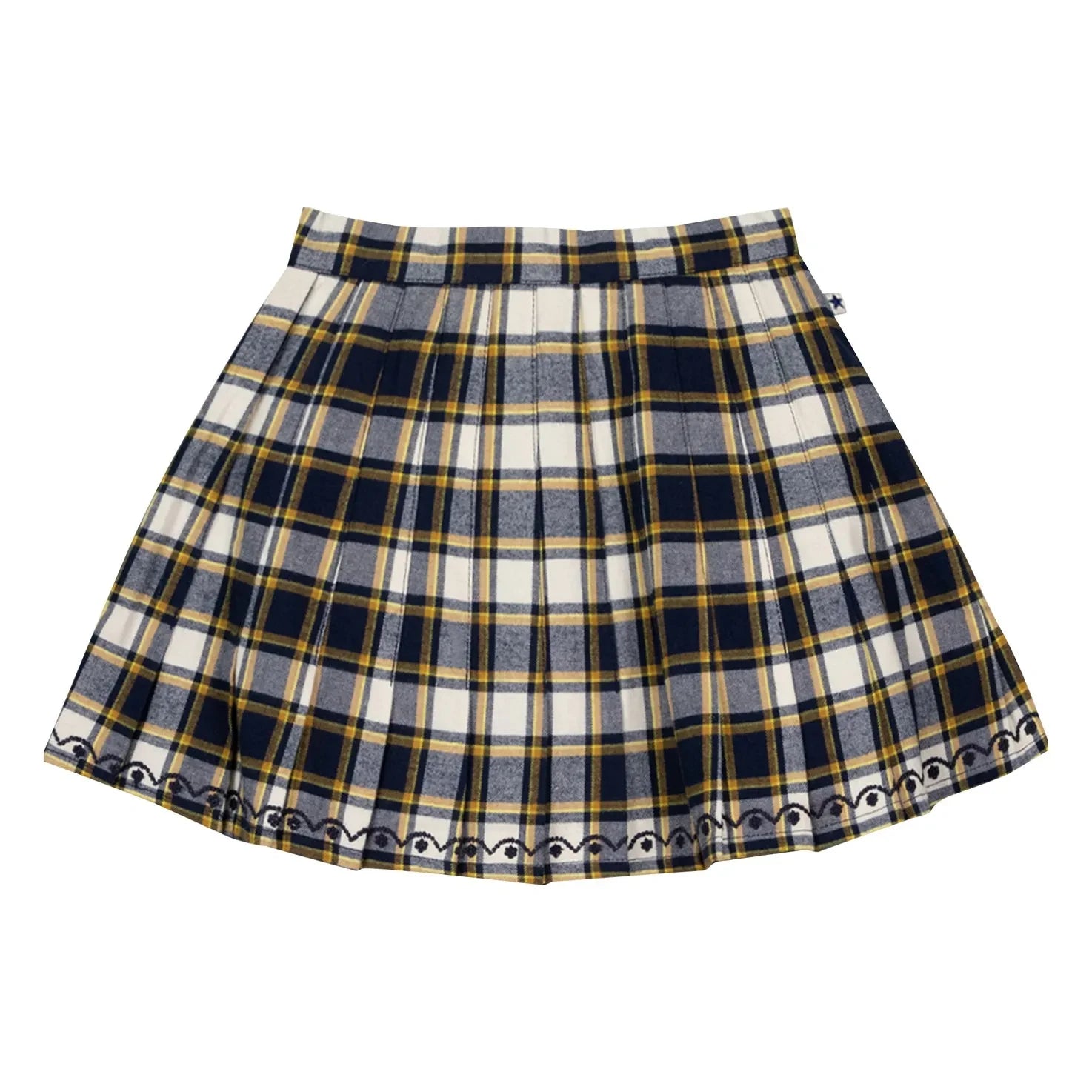 Bonton - Mali Kareli Etek | Beyaz